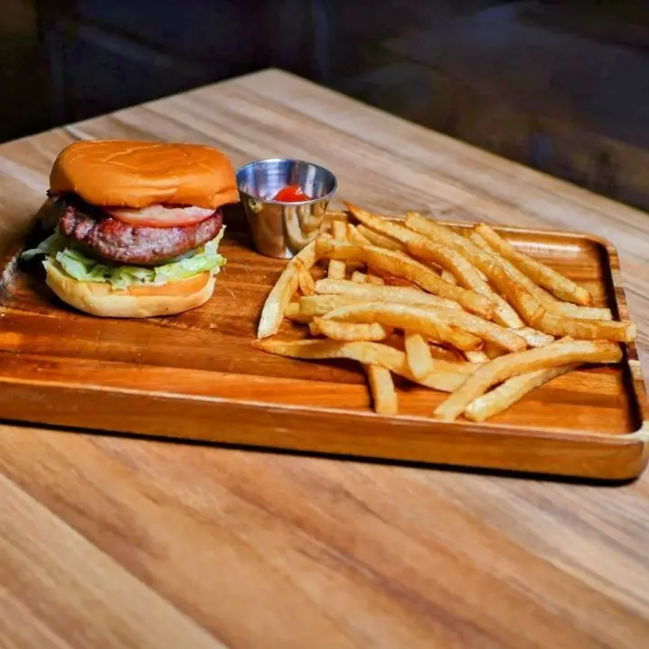Beef Burger with French Fries